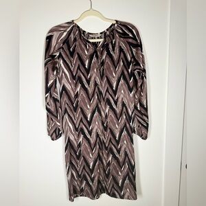 Tucker Silk Spandex Zig Zag Chevron Watercolor Blouse - Size P
